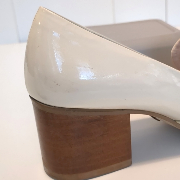 Leather Loafer Style Heels Cream and Wood by Chaussure Lapin - Picture 9 of 10